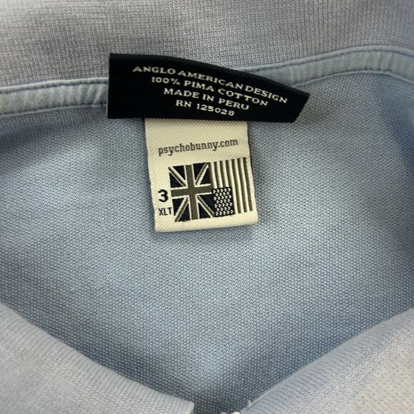 Psycho Bunny Polo Short Sleeve 3XLT Baby Blue Robert Godley - Picture 4 of 9